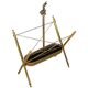 Vintage brass magazine rack with decorative fish – 1950s/60s