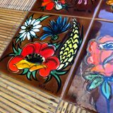 Vintage bamboo, rattan and Vallauris tiles table