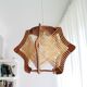 Vintage 1960s wood and straw wooden ceiling hanging lamp