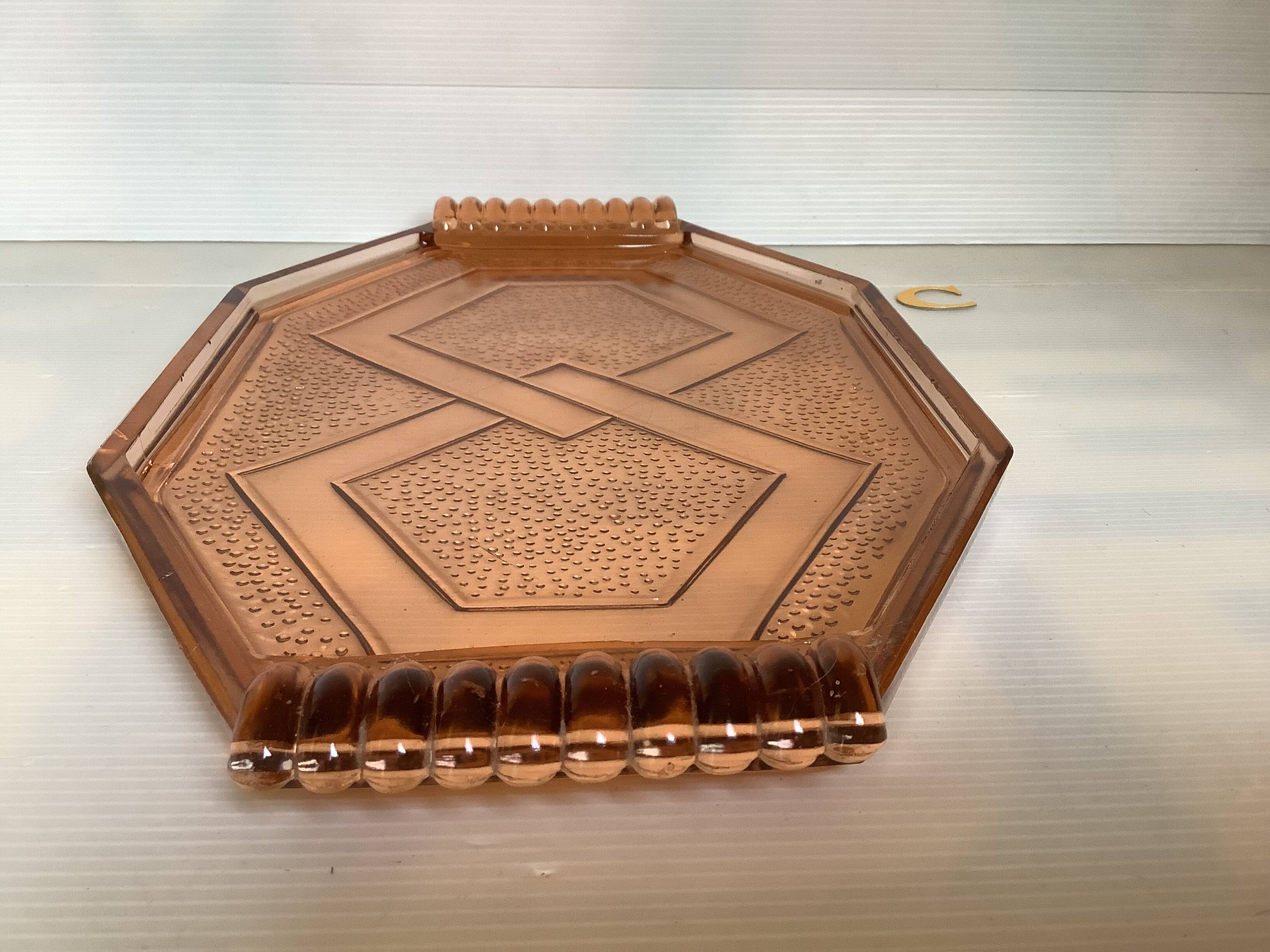 Rosaline C style pink glass tray dish