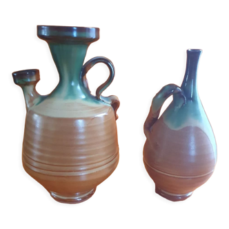 Set of 2 enamelled vases
