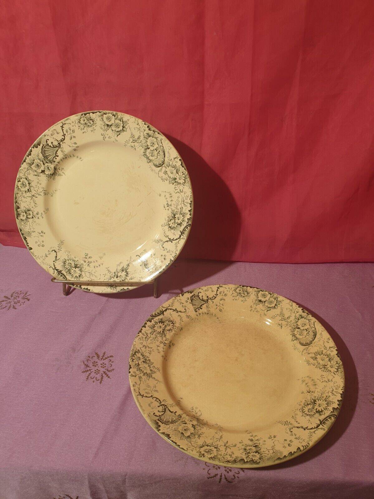 Pair of large round dishes Boulenger Choisy le Roi Derby Terre de fer