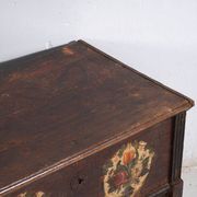 Central European wedding chest in polychrome pine with floral cartouches – Tyrol, circa 1890