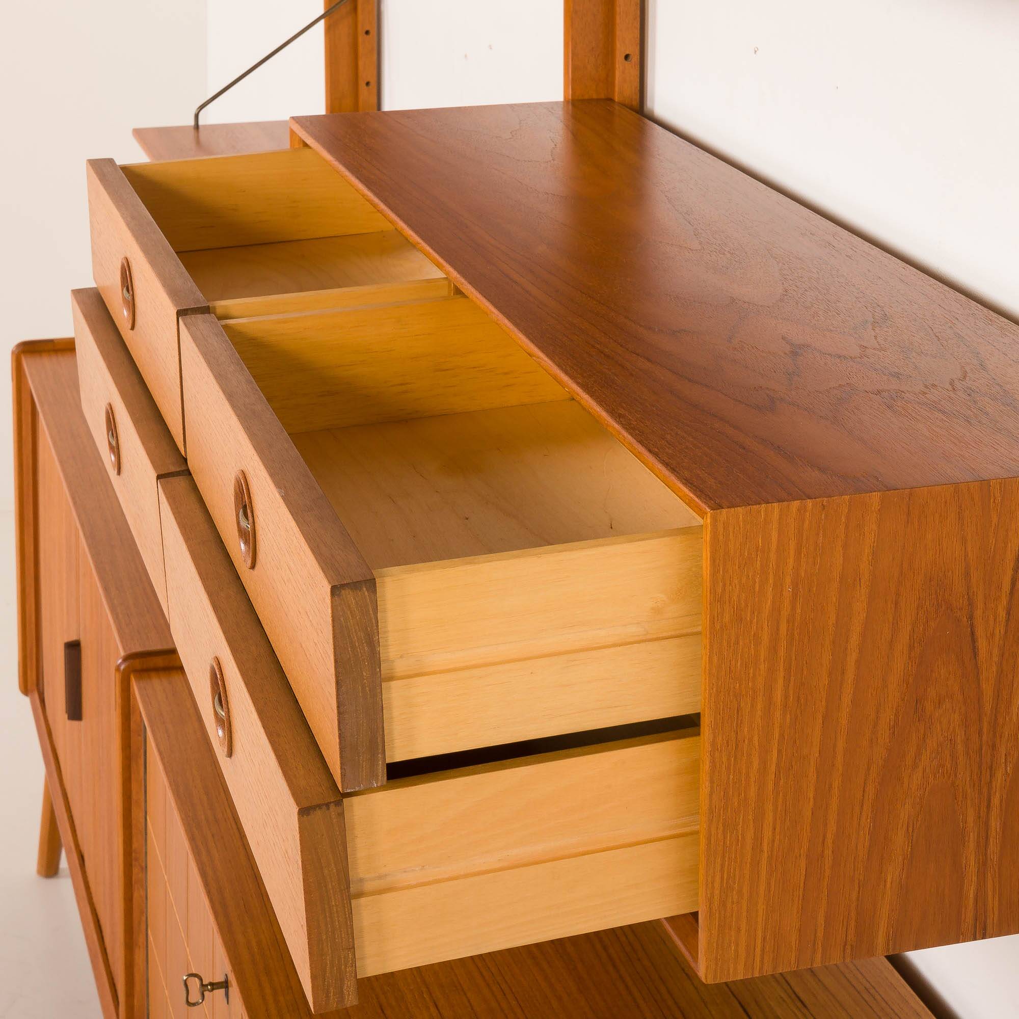 Fredrik A. Kayser teak free standing wall unit for Gustav Bahus, Norway 196