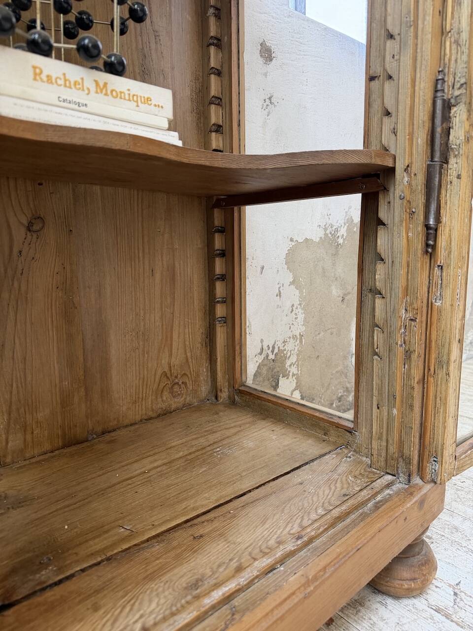19th-century English pine display cabinet