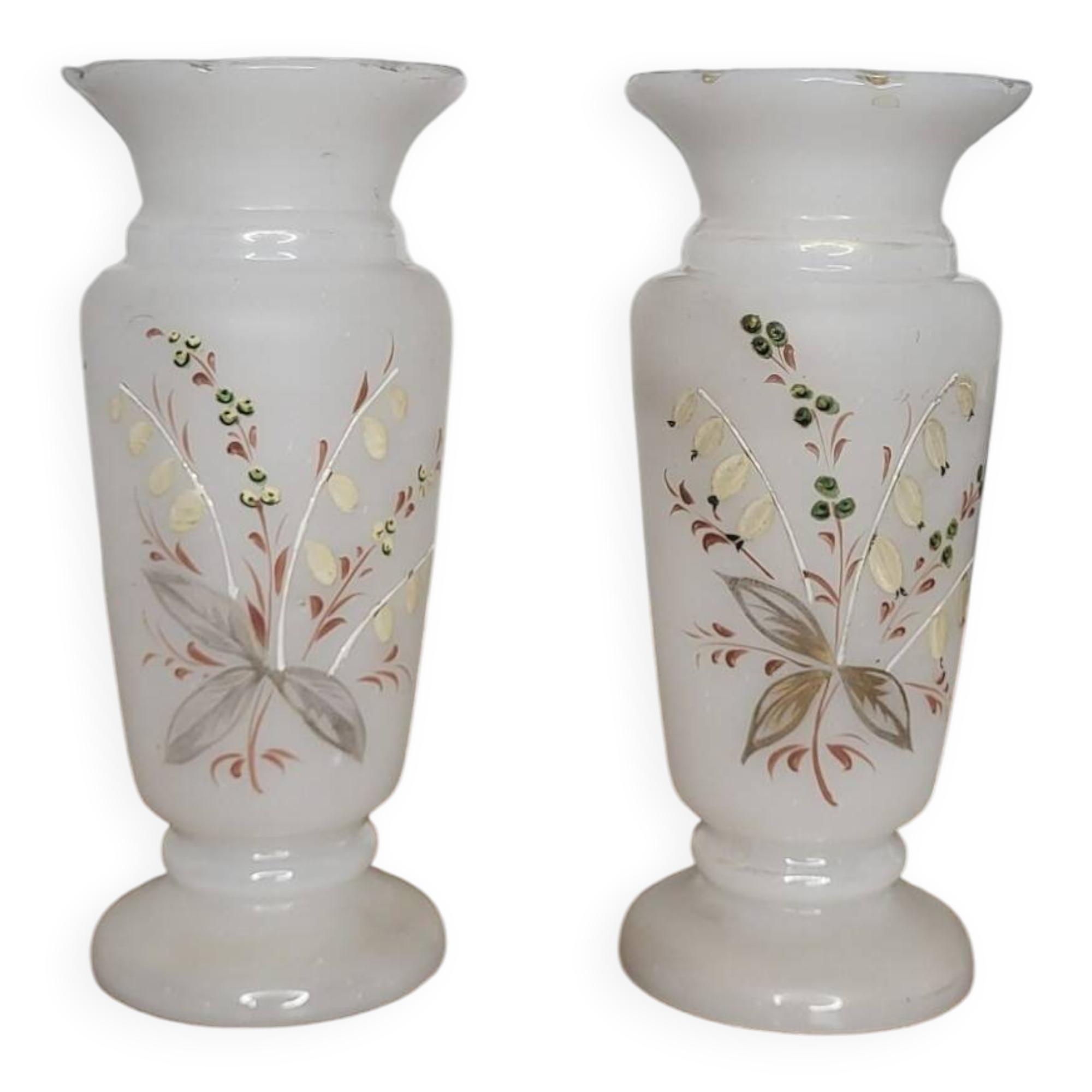 Pair of opaque enameled glass vases