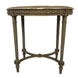 Louis XVI style oval pedestal table in grey lacquered wood