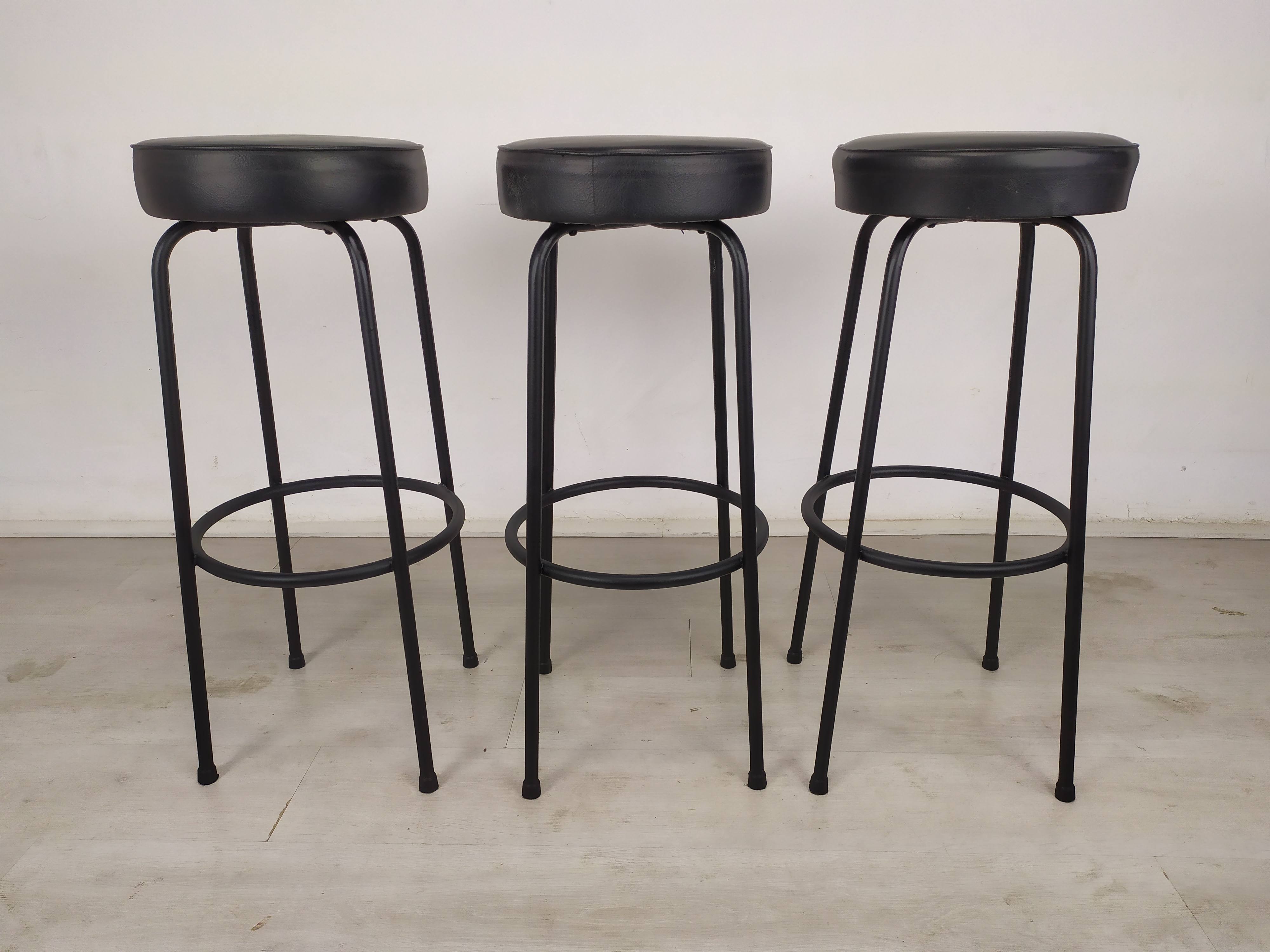 3 vintage black bar stools
