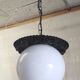 Metal lantern suspension and opaline globe by Delmas - mid 20th century.