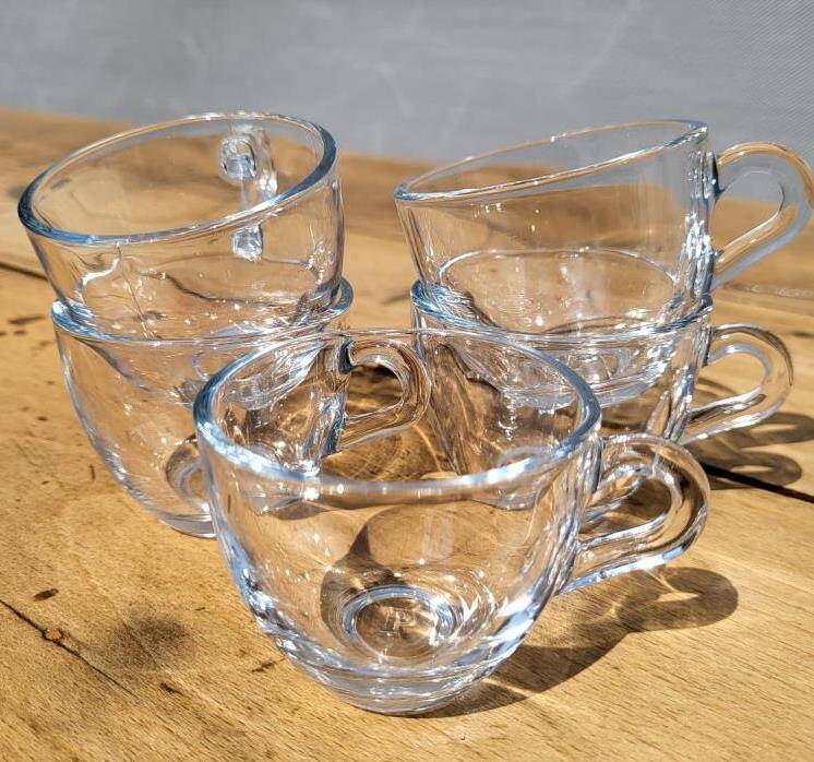 Quintet transparent glass coffee cups