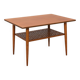 Vintage Scandinavian teak coffee table with woven shelf - 1960s