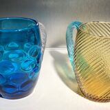 Two glass and crystal mugs, model of the Portieux crystal factory.