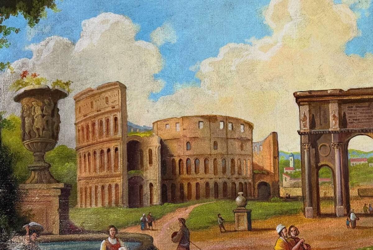 "The forum", a naive and romantic vision of Roman ruins, Italy, 19th century.