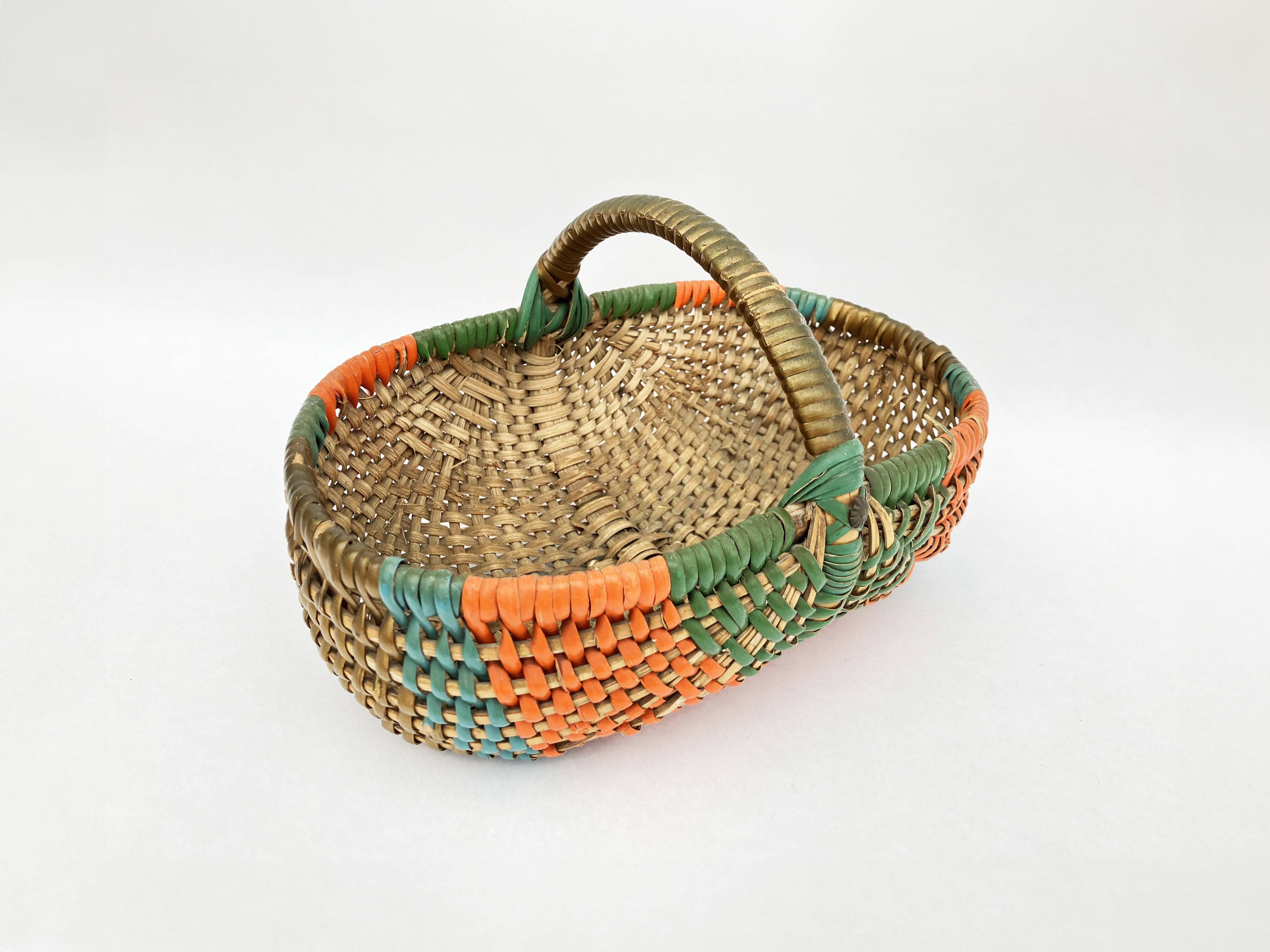 Rattan blade basket, circa 50-70
