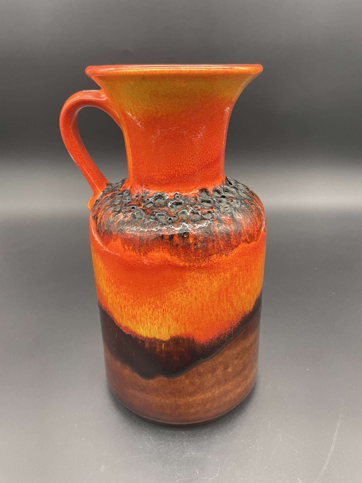 Vintage Jasba Fat Lava vase in orange and red – German ceramic from the year.