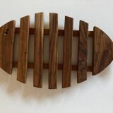 XL fish trivet in teak 1960