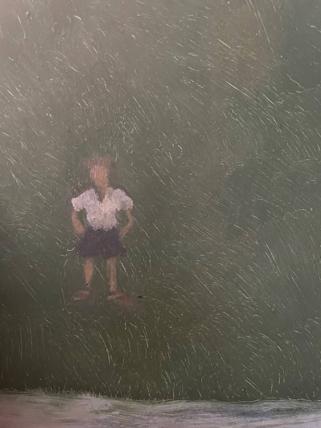 Painting of a child in a 20th century garden
