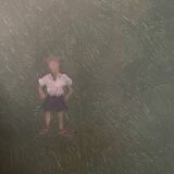 Painting of a child in a 20th century garden