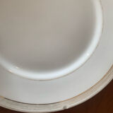 Lot of six flat plates, crockery, old white, gilded