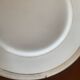 Lot of six flat plates, crockery, old white, gilded