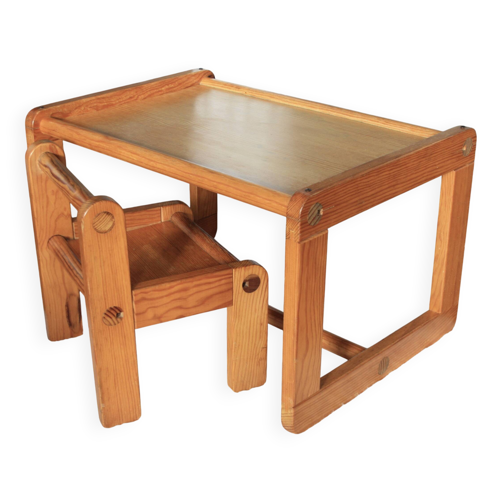 Bureau et chaise enfant brutaliste
