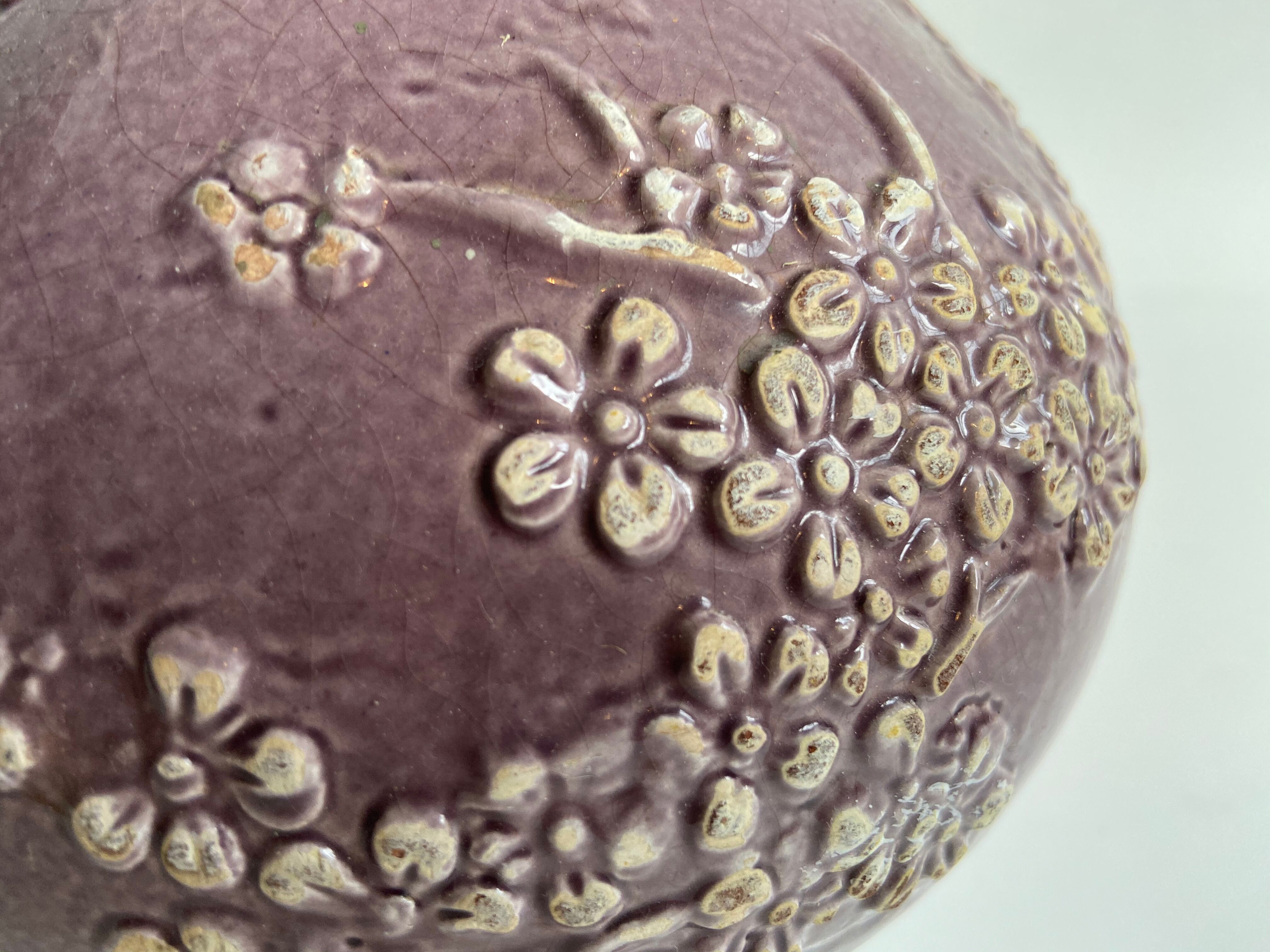 Soliflore en terre cuite mauve