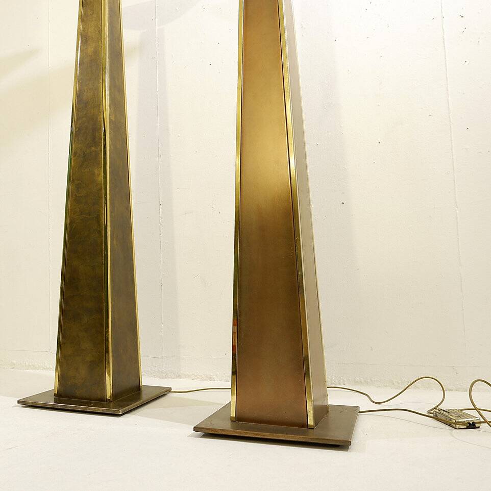 Pair of Large Torchiere Floor Lamps From Belgo Chrom - 1980s