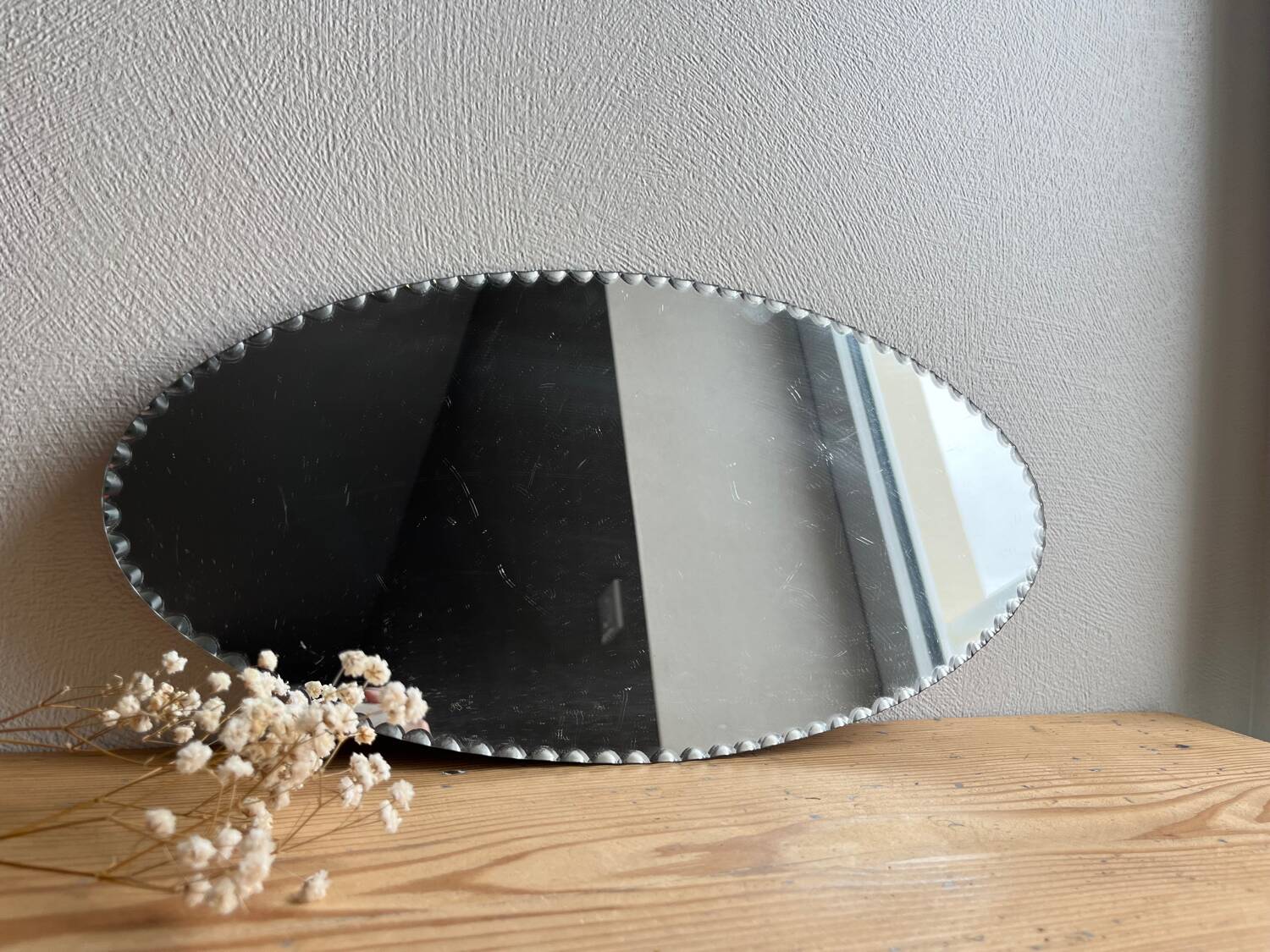 Vintage oval beveled mirror