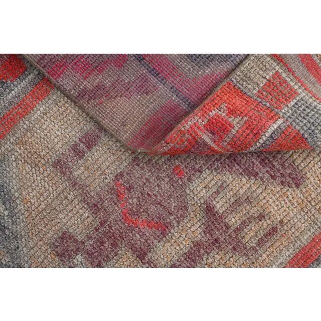 1970s Turkish Oushak Handmade Wool Cotton Red Runner Rug 86x344