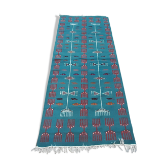 Tapis marocain bleu 90x230cm