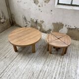 Circular elm coffee table from the 1950s