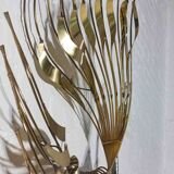 Impressive wall "Peacock" wall sculpture in brass by Curtis Jere, 1980s
