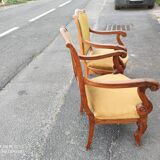 Pair of walnut armchairs period Consulate