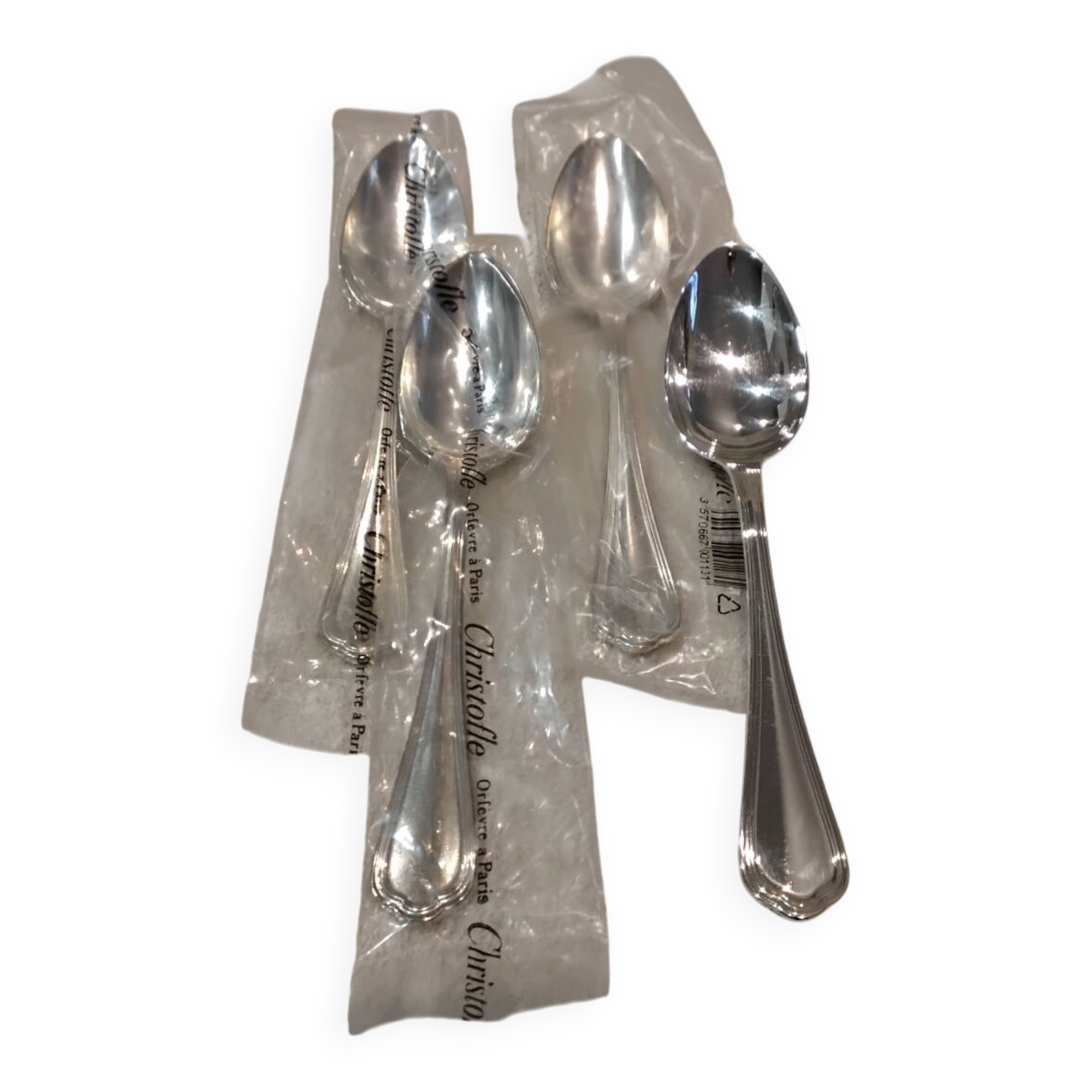 4 silver-plated dessert spoons by Christofle Spatours, new