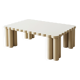 Italian scalloped coffee table in beige lacquer, 1980s