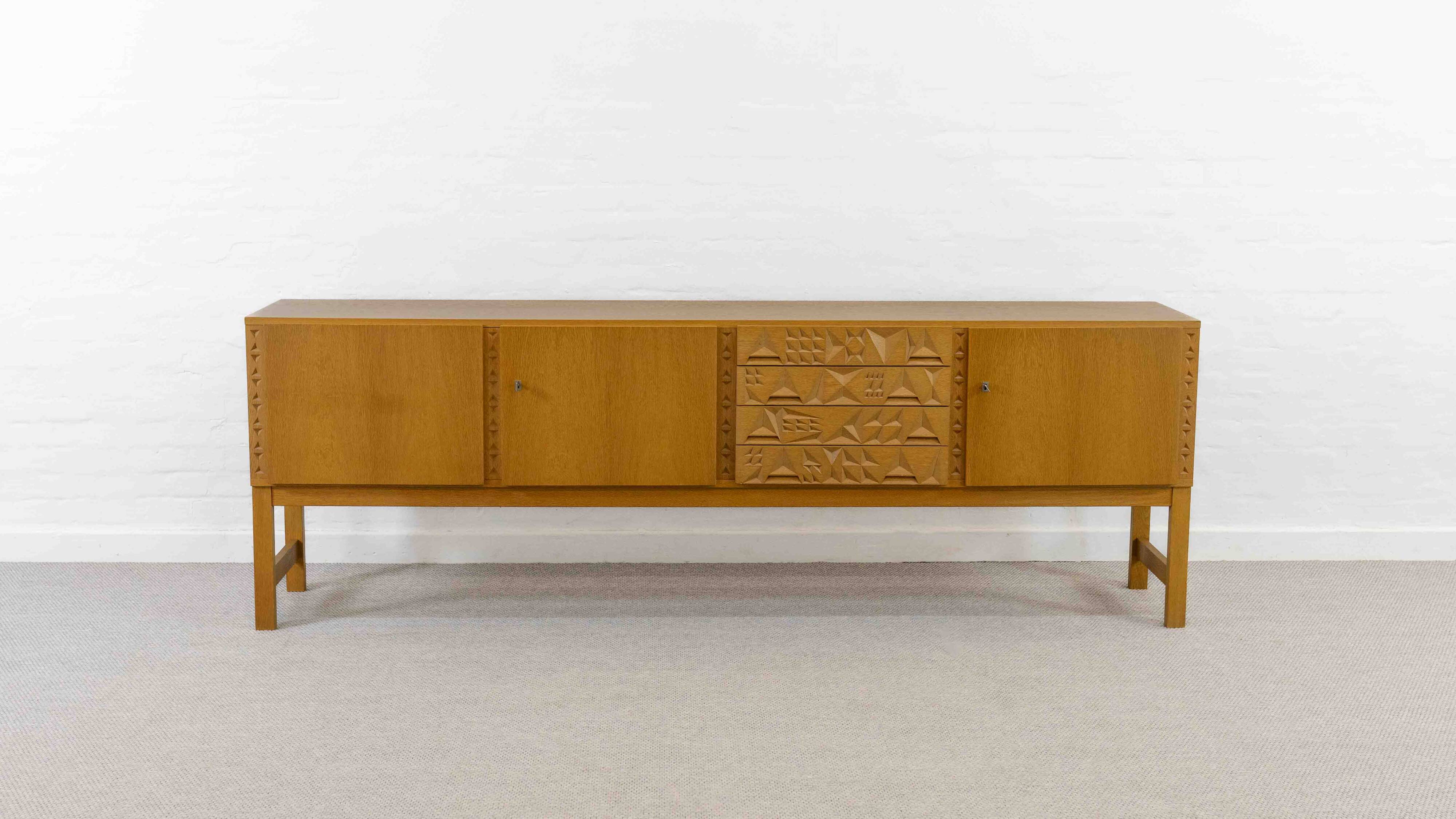Mid-century brutalist oak sideboard