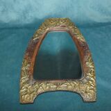 Mirror wood and appliques of brass repelled circa 1900 art nouveau france