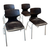 Ensemble de 4 chaises Pagholz Flototto wenge et chrome 1970 Allemagne