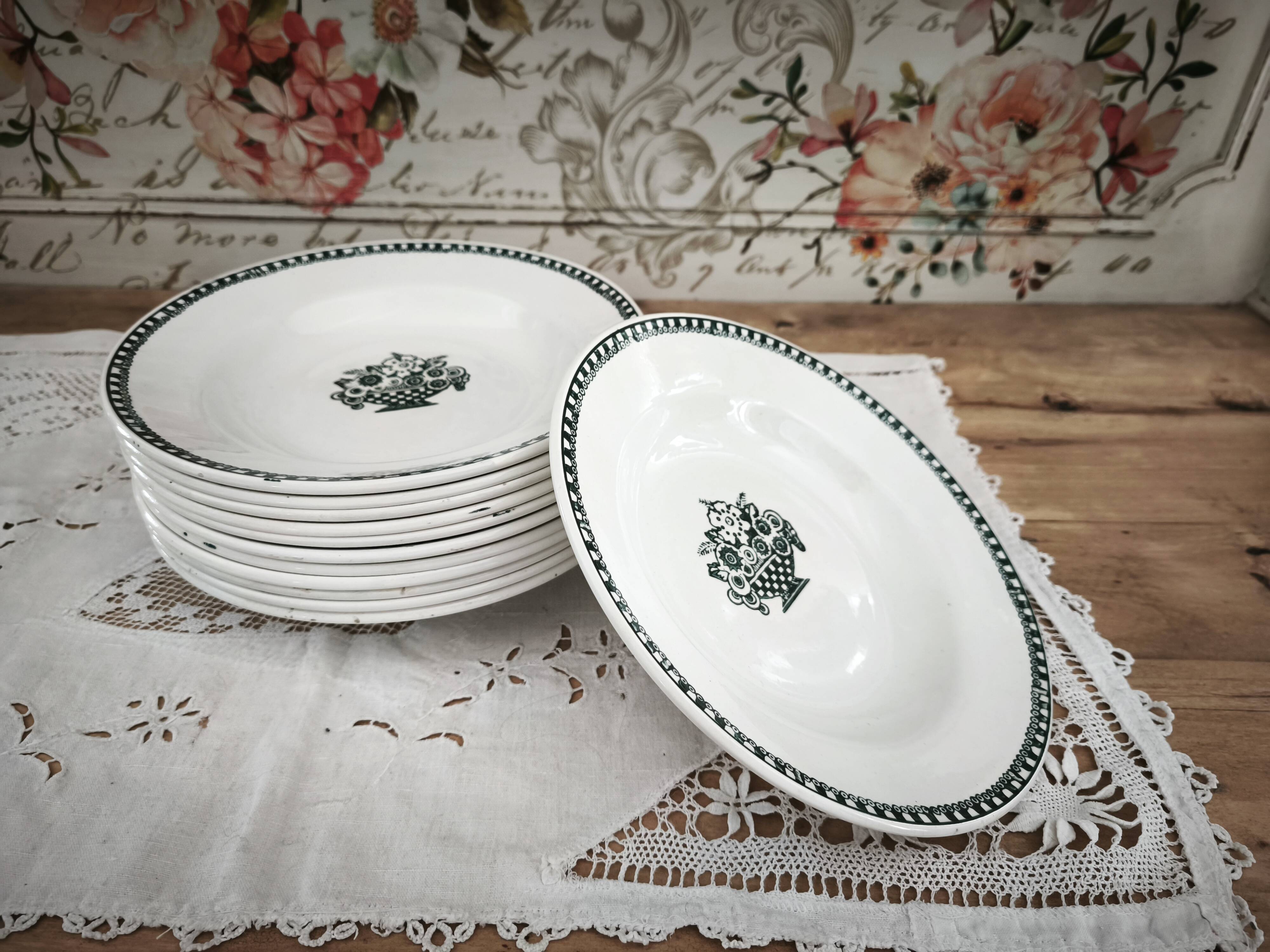 Set of 12 deep plates in Earthenware L'Amandinoise St Amand