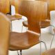 8x Teak T-chairs by Arne Jacobsen, Fritz Hansen, 1980s