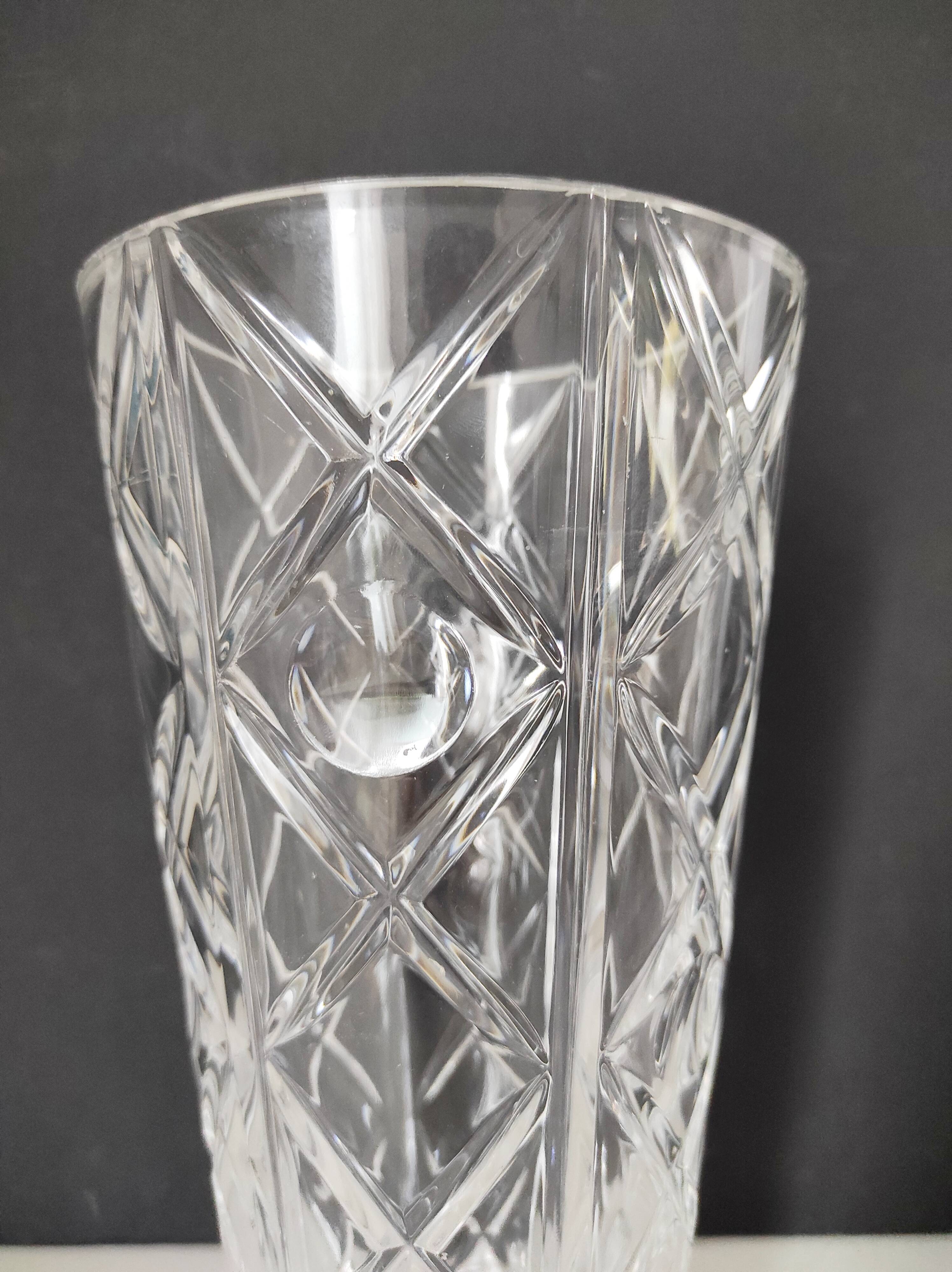 Crystal vase with lozenge decoration, 25.5 cm