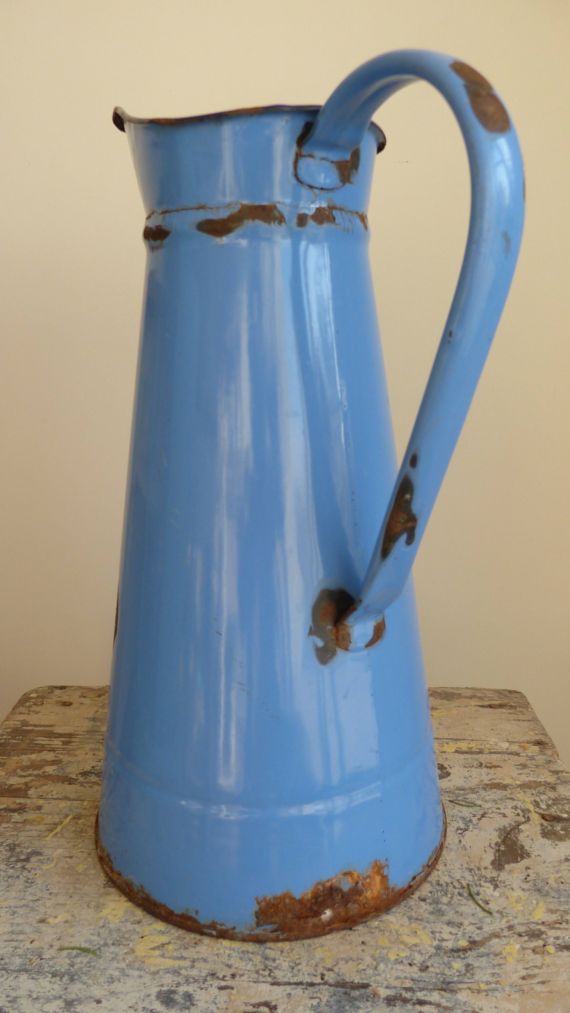 Old blue enamelled broc