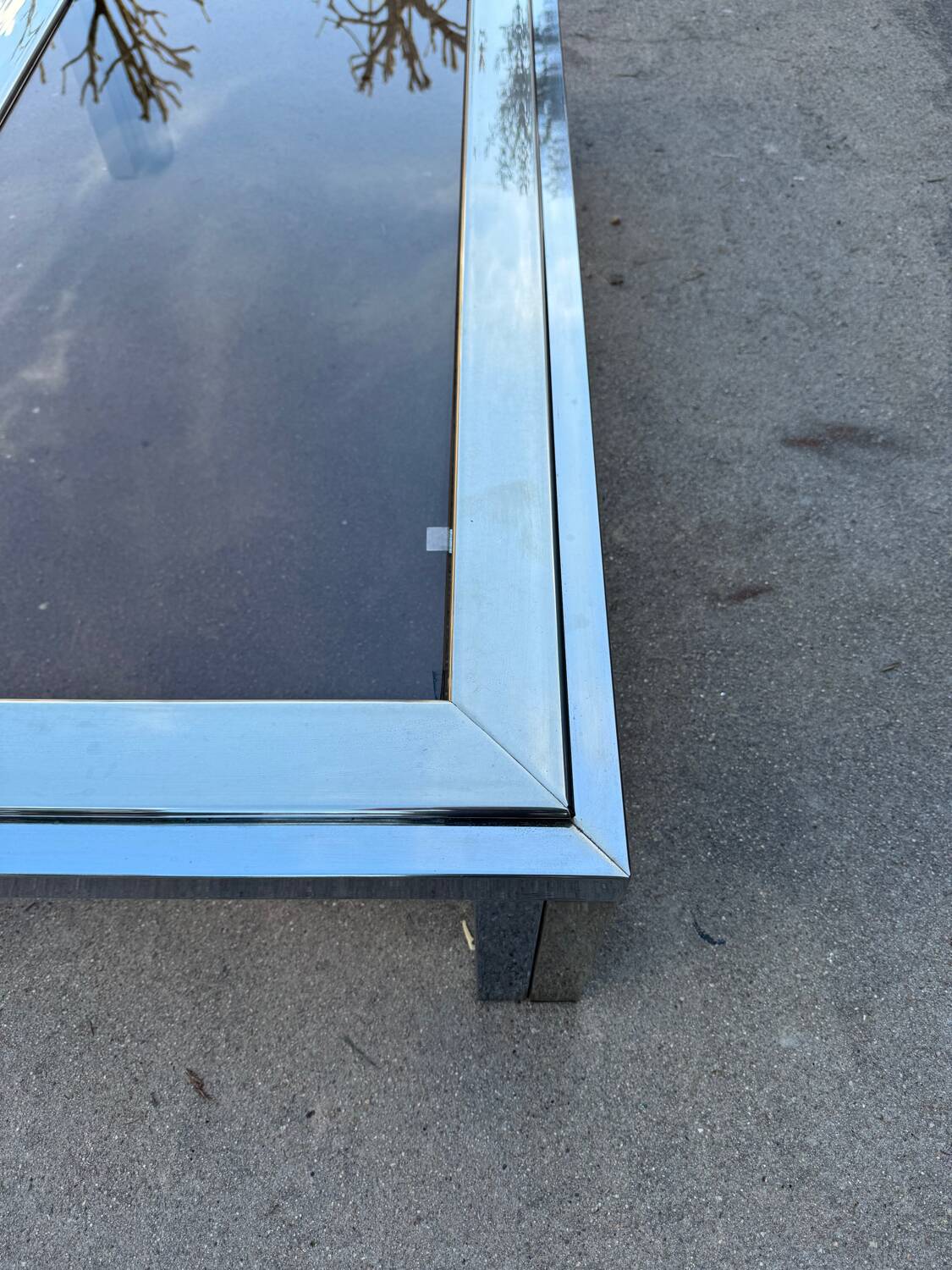 1970s smoked glass chrome coffee table