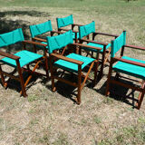 Lot of 6 foldable chairs in solid teak Roland Vlaemynck