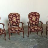 Ensemble de 4 fauteuils Louis Philippe, acajou blond, XIX°