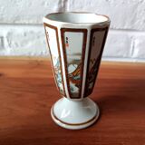 Asian ceramic tea set, mazagrans and teapot with landscape motif