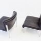 Eurochair set of 2 black leather lounge chairs by Girsberger