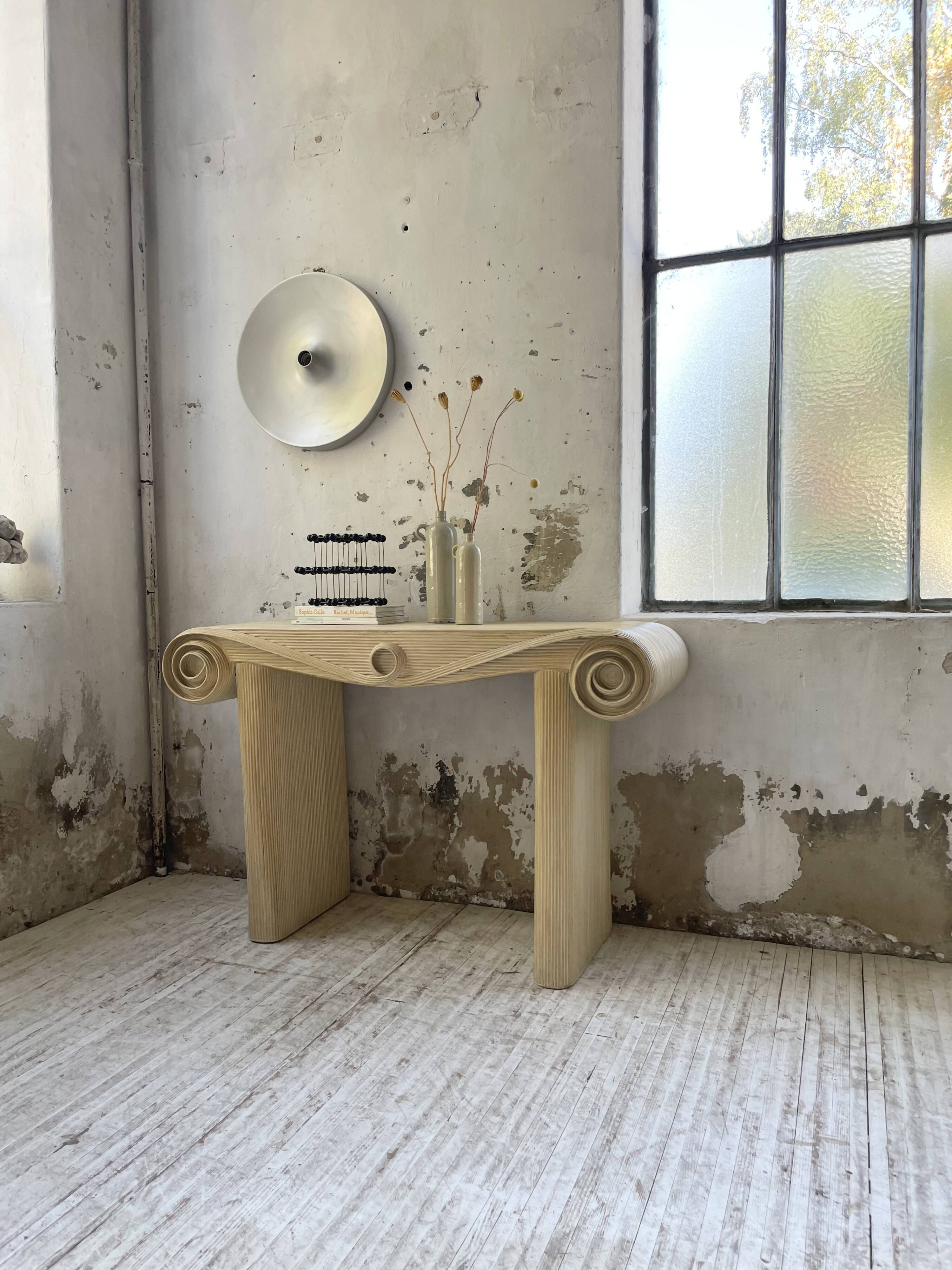 70s console in tropicalist rattan