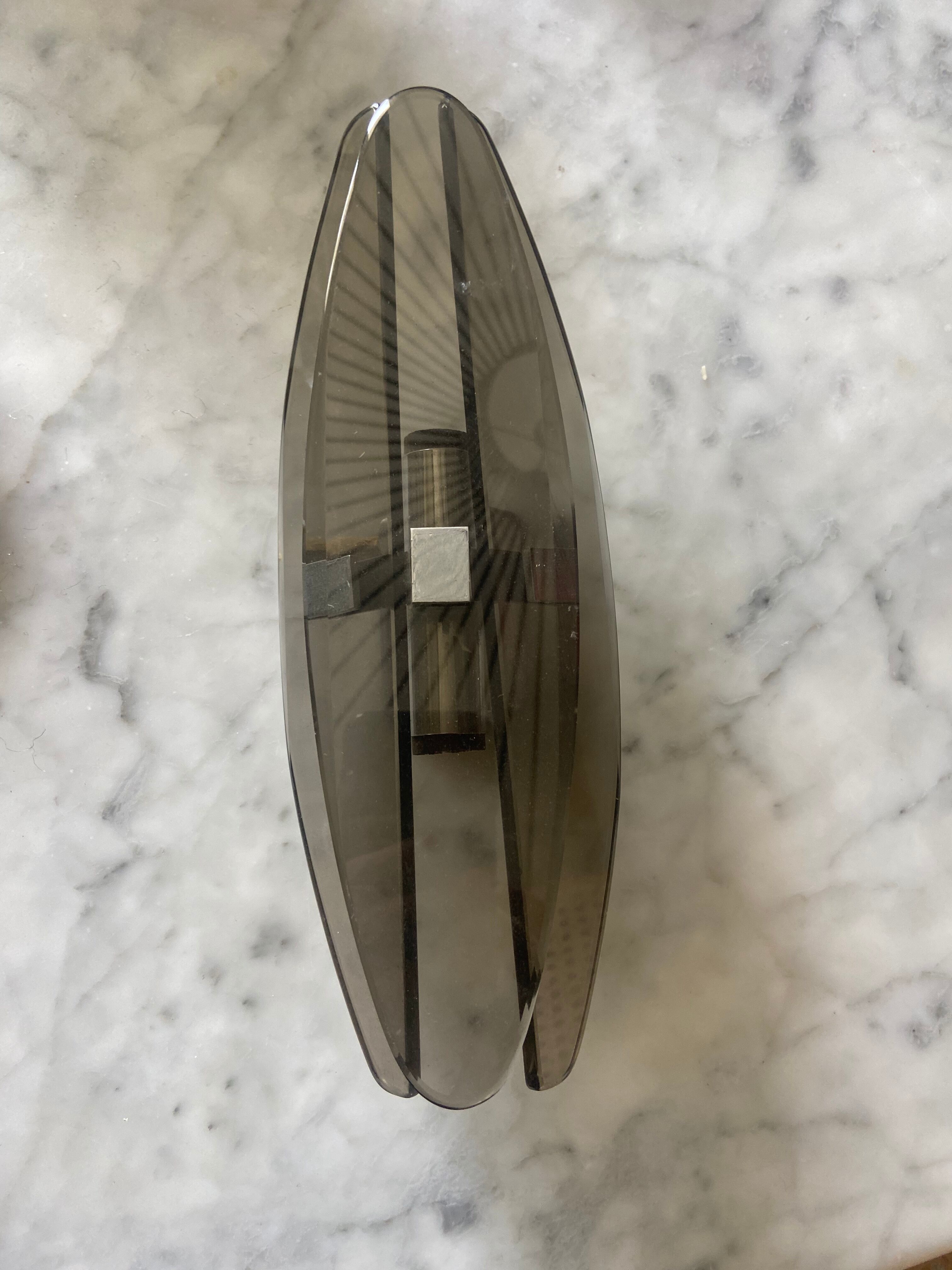 Vintage smoked glass wall lamp