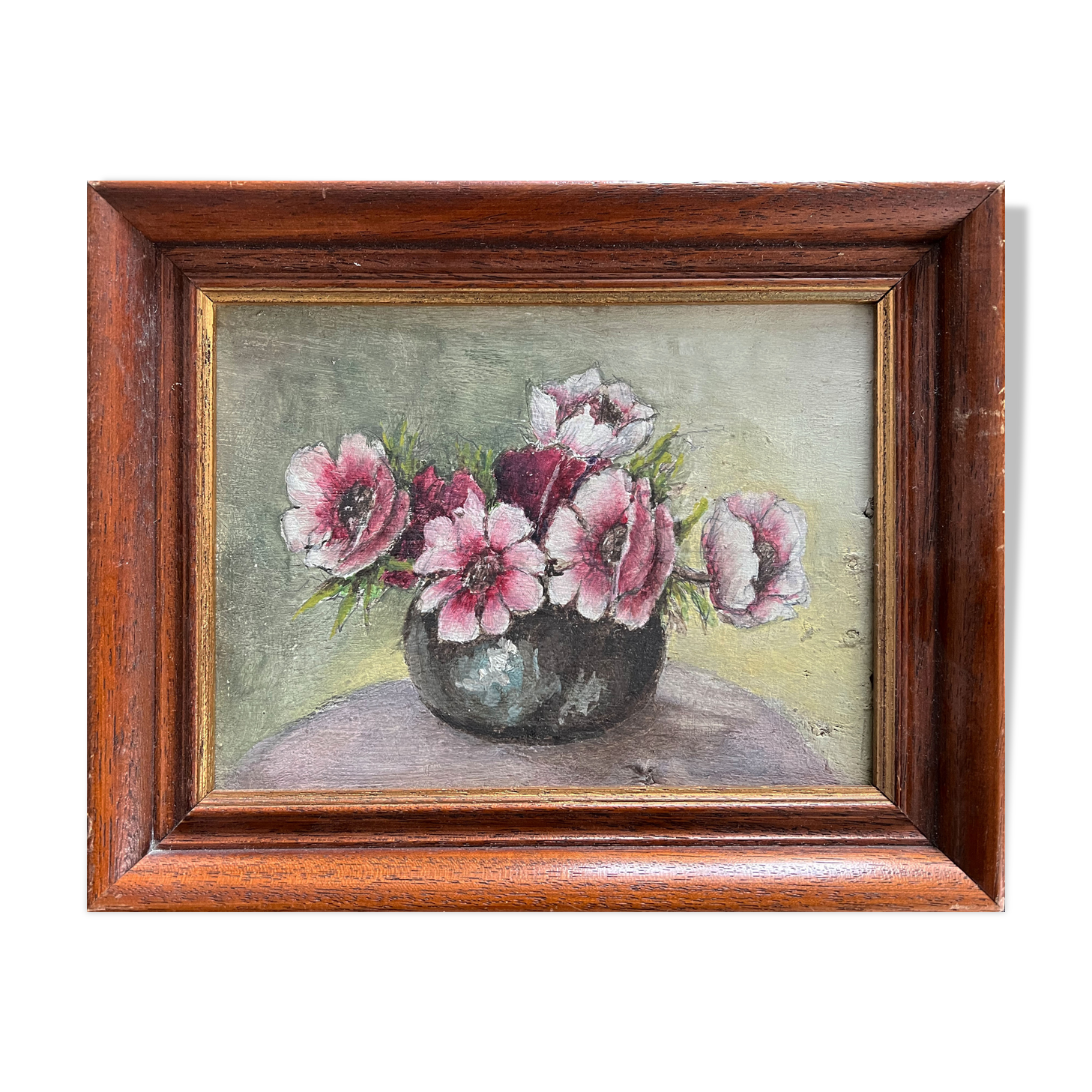 Les anémones dans le vase huile sur panneau